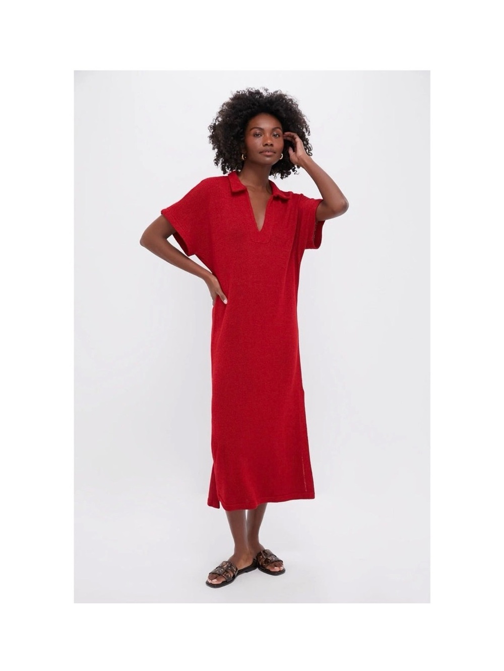 POMANDER PLACE Red Maren Polo Dress Size m / l